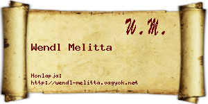 Wendl Melitta névjegykártya